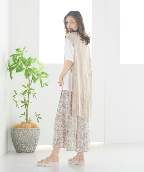 LIPSTAR(リップスター)の「【セット商品】透かし編みニットベスト&半袖無地Tシャツ(アンサンブル・レディース・ブラック/ベージュ/グリーン・M)」の11枚目の写真