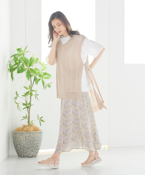 LIPSTAR(リップスター)の「【セット商品】透かし編みニットベスト&半袖無地Tシャツ(アンサンブル・レディース・ブラック/ベージュ/グリーン・M)」の12枚目の写真