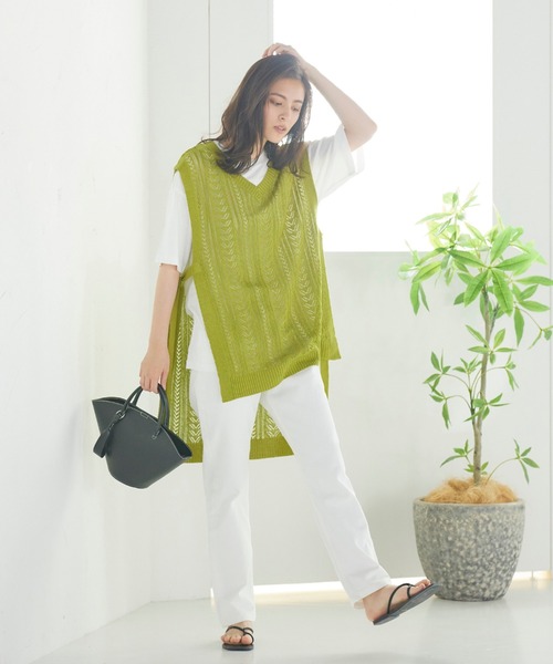 LIPSTAR(リップスター)の「【セット商品】透かし編みニットベスト&半袖無地Tシャツ(アンサンブル・レディース・ブラック/ベージュ/グリーン・M)」の15枚目の写真