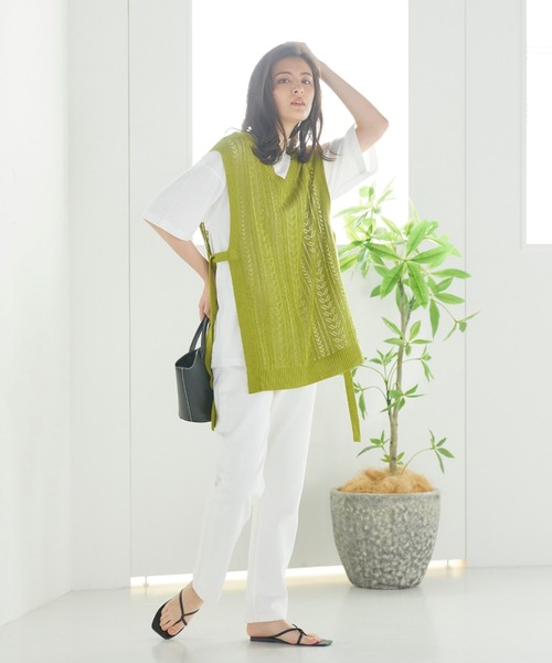 LIPSTAR(リップスター)の「【セット商品】透かし編みニットベスト&半袖無地Tシャツ(アンサンブル・レディース・ブラック/ベージュ/グリーン・M)」の16枚目の写真