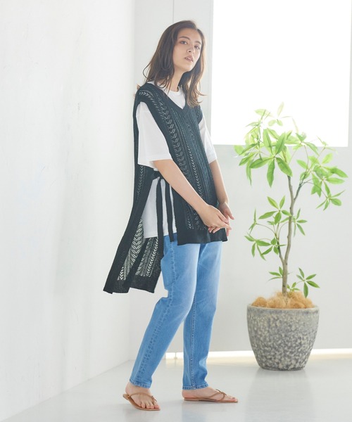 LIPSTAR(リップスター)の「【セット商品】透かし編みニットベスト&半袖無地Tシャツ(アンサンブル・レディース・ブラック/ベージュ/グリーン・M)」の19枚目の写真