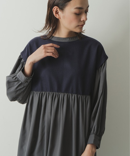 Kelen(ケレン)の「「KELEN / ケレン」ウール&ピーチスキンコンビワンピース"Kopie"(ワンピース・レディース・ブラック/ブラウン/ネイビー・S/M)」の4枚目の写真