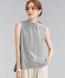 green label relaxing | FFC C/Li ストライプ スタンドネック ギャザー プルオーバー カットソー(Tシャツ/カットソー)