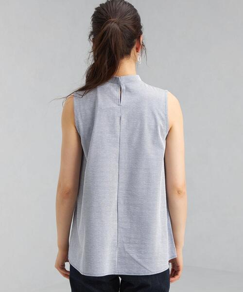 green label relaxing(グリーンレーベルリラクシング)の「FFC C/Li ストライプ スタンドネック ギャザー プルオーバー カットソー(Tシャツ/カットソー・レディース・ホワイト/ライトブルー/ネイビー・FREE)」の6枚目の写真