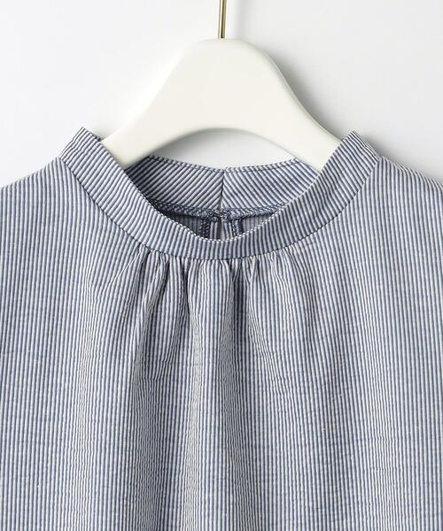 green label relaxing(グリーンレーベルリラクシング)の「FFC C/Li ストライプ スタンドネック ギャザー プルオーバー カットソー(Tシャツ/カットソー・レディース・ホワイト/ライトブルー/ネイビー・FREE)」の14枚目の写真