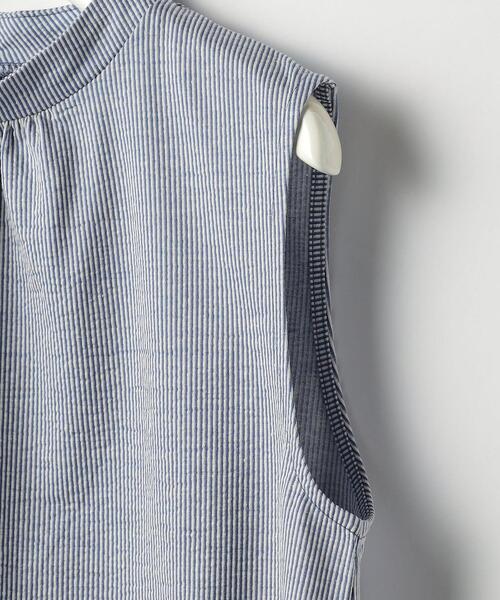 green label relaxing(グリーンレーベルリラクシング)の「FFC C/Li ストライプ スタンドネック ギャザー プルオーバー カットソー(Tシャツ/カットソー・レディース・ホワイト/ライトブルー/ネイビー・FREE)」の15枚目の写真