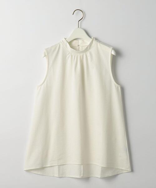 green label relaxing(グリーンレーベルリラクシング)の「FFC C/Li ストライプ スタンドネック ギャザー プルオーバー カットソー(Tシャツ/カットソー・レディース・ホワイト/ライトブルー/ネイビー・FREE)」の19枚目の写真