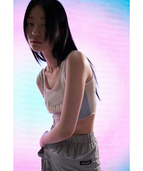 oddoneout(オッドワンアウト)の「『ODD ONE OUT/オッドワンアウト』Patch work damage top/パッチワーク ダメージ クロップド丈 キャミソール(キャミソール・レディース・グリーン/ライトブルー/パープル・FREE)」の17枚目の写真