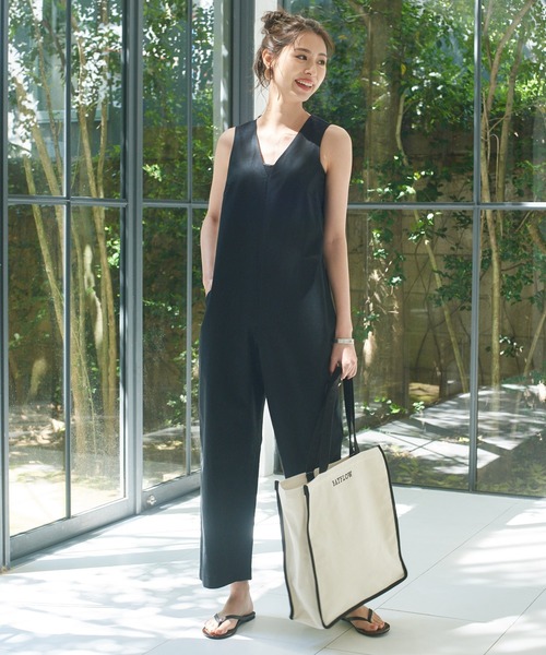 BAYFLOW（ベイフロー）の「WEB限定 ビッグスクエアトート（トートバッグ・レディース・ブラック/ベージュ・FREE）」の3枚目の写真