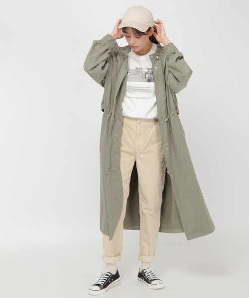 LBC（エルビーシー）の「ギャザーロングコート（ノーカラーコート・レディース・チャコールグレー/ブラウン/ダークオリーブ・M）」の13枚目の写真