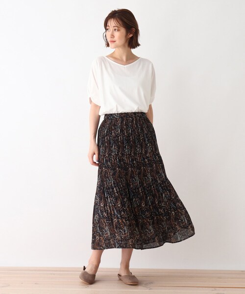 DRESKIP（ドレスキップ）の「◆ペイズリー柄プリ－ツスカート（スカート・レディース・ネイビー系/ベージュ系その他3/オレンジ系5・02/03）」の4枚目の写真