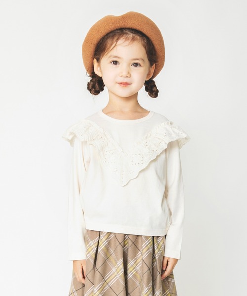 BRANSHES（ブランシェス）の「カットワークレースフリル長袖Tシャツ（Tシャツ/カットソー・キッズ・ピンク/アイボリー・90cm/110cm/100cm/120cm/130cm/140cm/150cm）」の22枚目の写真