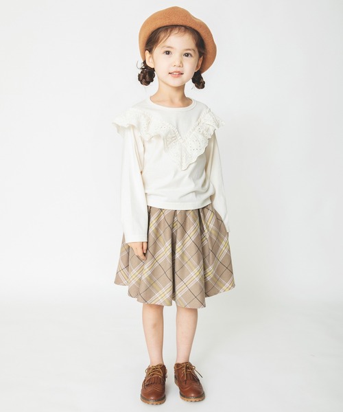 BRANSHES（ブランシェス）の「カットワークレースフリル長袖Tシャツ（Tシャツ/カットソー・キッズ・ピンク/アイボリー・90cm/110cm/100cm/120cm/130cm/140cm/150cm）」の4枚目の写真