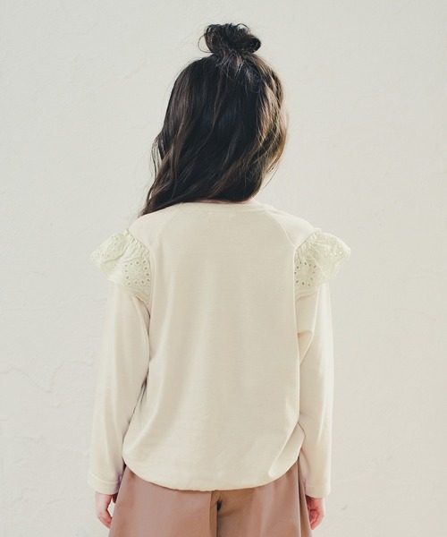 BRANSHES（ブランシェス）の「カットワークレースフリル長袖Tシャツ（Tシャツ/カットソー・キッズ・ピンク/アイボリー・90cm/110cm/100cm/120cm/130cm/140cm/150cm）」の3枚目の写真