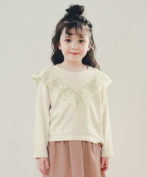 BRANSHES（ブランシェス）の「カットワークレースフリル長袖Tシャツ（Tシャツ/カットソー・キッズ・ピンク/アイボリー・90cm/110cm/100cm/120cm/130cm/140cm/150cm）」の13枚目の写真