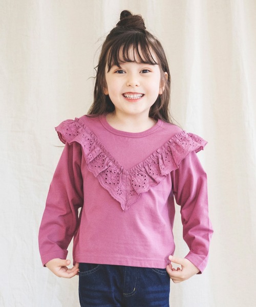BRANSHES（ブランシェス）の「カットワークレースフリル長袖Tシャツ（Tシャツ/カットソー・キッズ・ピンク/アイボリー・90cm/110cm/100cm/120cm/130cm/140cm/150cm）」の15枚目の写真