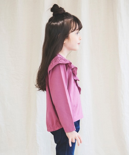 BRANSHES（ブランシェス）の「カットワークレースフリル長袖Tシャツ（Tシャツ/カットソー・キッズ・ピンク/アイボリー・90cm/110cm/100cm/120cm/130cm/140cm/150cm）」の5枚目の写真