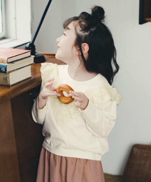 BRANSHES（ブランシェス）の「カットワークレースフリル長袖Tシャツ（Tシャツ/カットソー・キッズ・ピンク/アイボリー・90cm/110cm/100cm/120cm/130cm/140cm/150cm）」の8枚目の写真