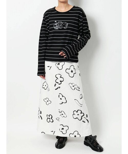 merry jenny(メリージェニー)の「HELLO KITTY border long Tee(Tシャツ/カットソー・レディース・ブラック/レッド/オフホワイト・FREE)」の11枚目の写真