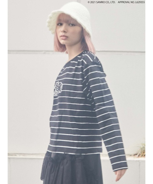 merry jenny(メリージェニー)の「HELLO KITTY border long Tee(Tシャツ/カットソー・レディース・ブラック/レッド/オフホワイト・FREE)」の17枚目の写真