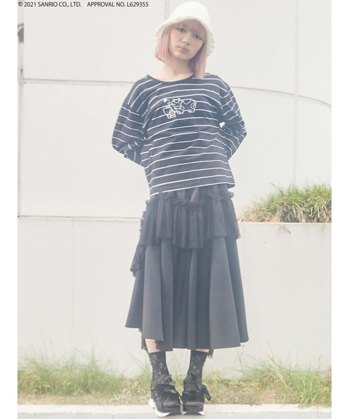 merry jenny(メリージェニー)の「HELLO KITTY border long Tee(Tシャツ/カットソー・レディース・ブラック/レッド/オフホワイト・FREE)」の18枚目の写真