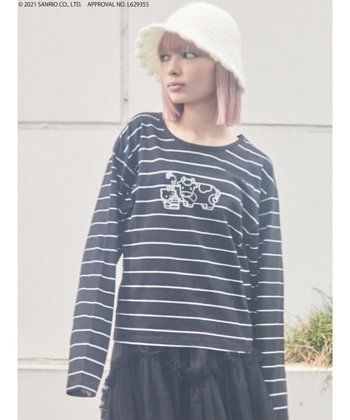 merry jenny(メリージェニー)の「HELLO KITTY border long Tee(Tシャツ/カットソー・レディース・ブラック/レッド/オフホワイト・FREE)」の20枚目の写真