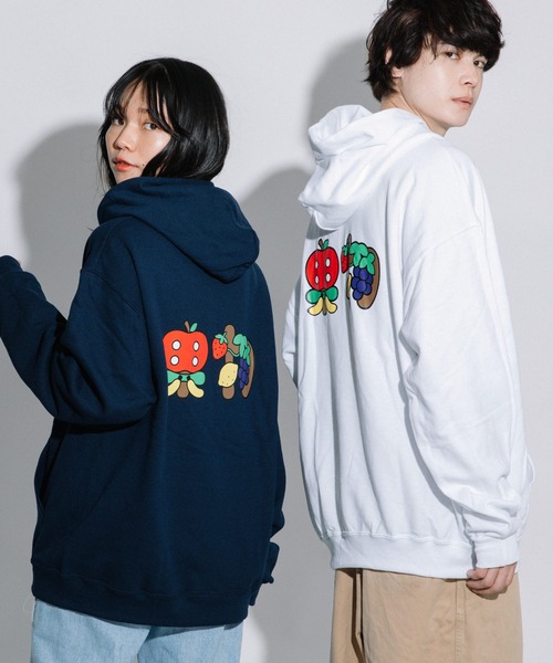 FRUIT OF THE LOOM(フルーツオブザルーム)の「MASAKAZU AMAHISAコラボ プルオーバー(パーカー・レディース・ホワイト/ネイビー・S/M/L/XL)」の2枚目の写真