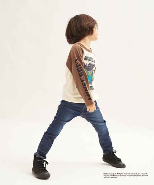 RUGGEDWORKS（ラゲッドワークス）の「《MINECRAFT》 マインクラフト ラグランロングＴ（Tシャツ/カットソー・キッズ・ネイビー/ライトブラウン・120/150/130/110/140）」の4枚目の写真