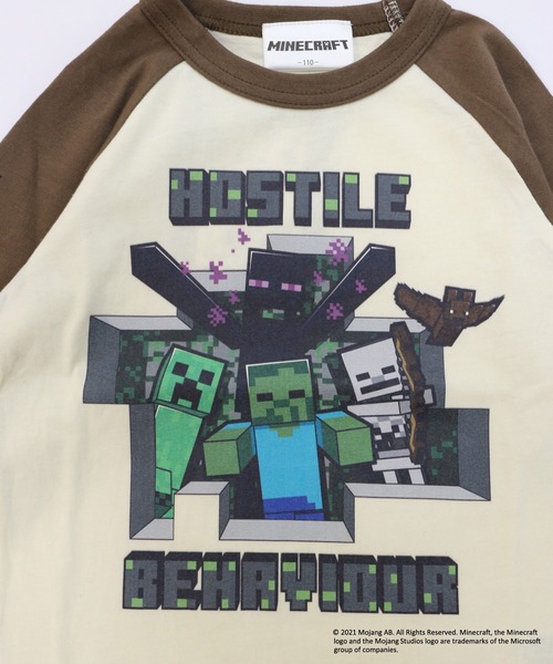 RUGGEDWORKS（ラゲッドワークス）の「《MINECRAFT》 マインクラフト ラグランロングＴ（Tシャツ/カットソー・キッズ・ネイビー/ライトブラウン・120/150/130/110/140）」の7枚目の写真