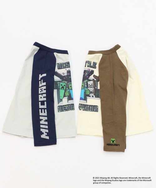 RUGGEDWORKS（ラゲッドワークス）の「《MINECRAFT》 マインクラフト ラグランロングＴ（Tシャツ/カットソー・キッズ・ネイビー/ライトブラウン・120/150/130/110/140）」の6枚目の写真