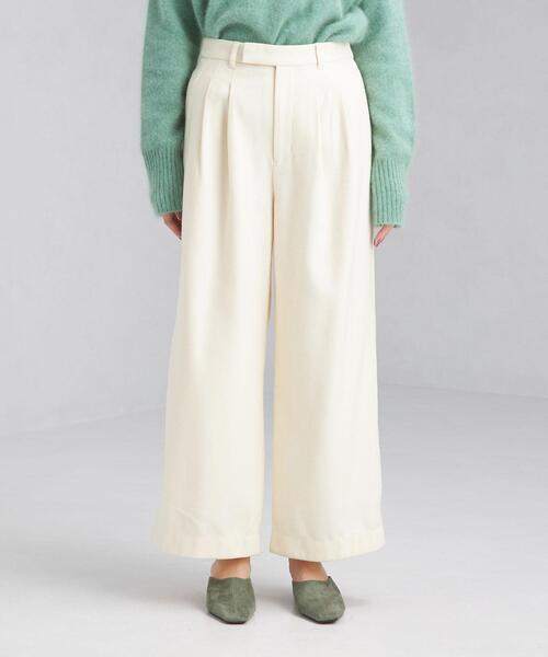 green label relaxing（グリーンレーベルリラクシング）の「ウォッシャブル フラノ ワイド パンツ（その他パンツ・レディース・ホワイト/ライトグレー/ブラウン/コバルトブルー・44/40/38/42/36/34）」の14枚目の写真