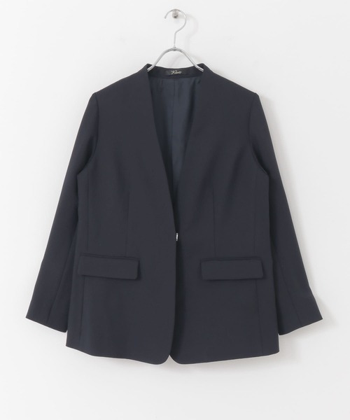 URBAN RESEARCH ROSSO（アーバンリサーチロッソ）の「フロントホックノーカラージャケット（ノーカラージャケット・レディース・ホワイト/ネイビー・FREE）」の4枚目の写真