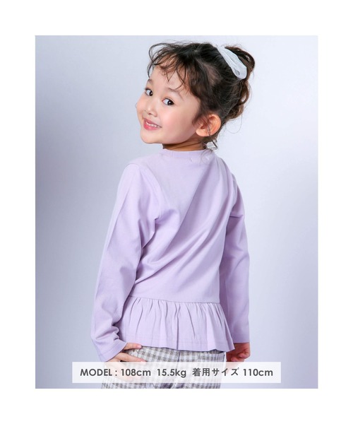 SLAP SLIP(スラップスリップ)の「SLAPSLIP/裾フリル長袖Tシャツ(80~130cm)(Tシャツ/カットソー・キッズ・オフホワイト/ピンク・90/100/110/120/80/130)」の10枚目の写真