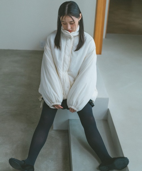 VANNIE U（ヴァニーユー）の「中綿トーンミドルコート/襟取り外し可（ダウンジャケット/コート・レディース・ブラック/グリーン/アイボリー/ベージュ/その他・FREE）」の6枚目の写真