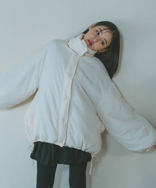 VANNIE U（ヴァニーユー）の「中綿トーンミドルコート/襟取り外し可（ダウンジャケット/コート・レディース・ブラック/グリーン/アイボリー/ベージュ/その他・FREE）」の9枚目の写真