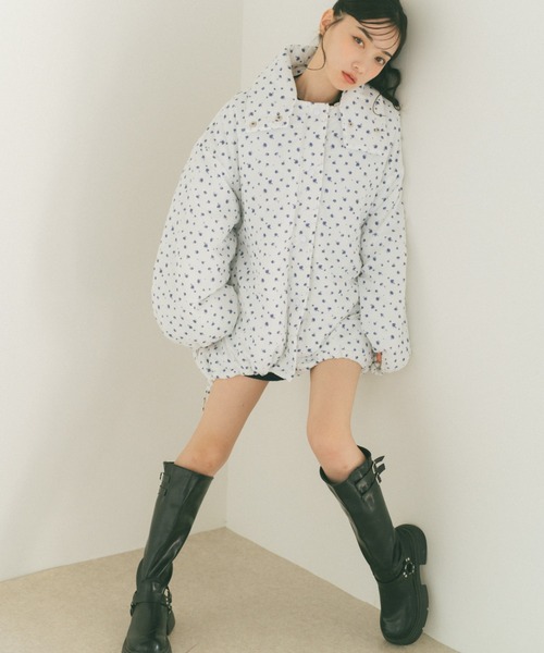 セール】中綿トーンミドルコート/襟取り外し可（ダウンジャケット