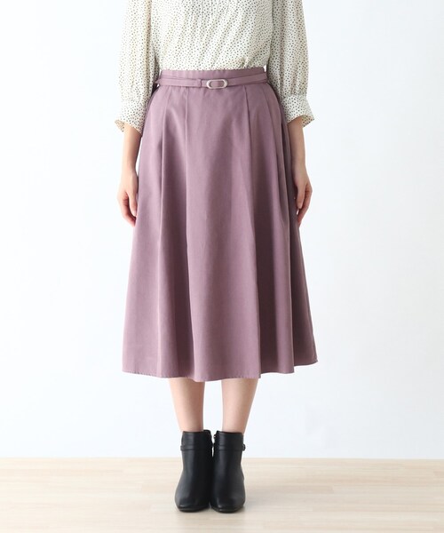 DRESKIP（ドレスキップ）の「◆共ベルト付きタックスカート（スカート・レディース・ブラック/ライトパープル/カーキ・03/02/04）」の6枚目の写真