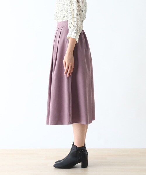 DRESKIP（ドレスキップ）の「◆共ベルト付きタックスカート（スカート・レディース・ブラック/ライトパープル/カーキ・03/02/04）」の7枚目の写真