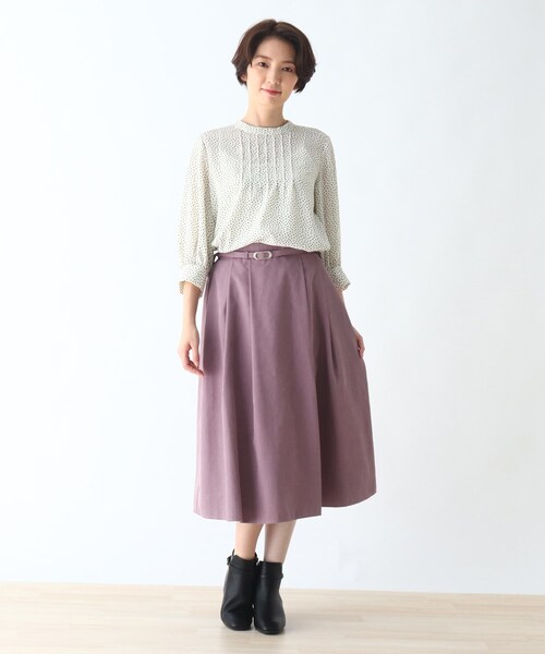 DRESKIP（ドレスキップ）の「◆共ベルト付きタックスカート（スカート・レディース・ブラック/ライトパープル/カーキ・03/02/04）」の5枚目の写真