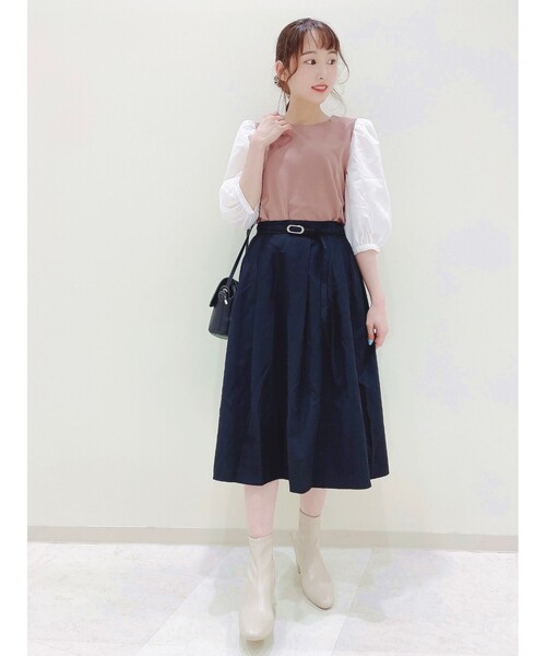 DRESKIP（ドレスキップ）の「◆共ベルト付きタックスカート（スカート・レディース・ブラック/ライトパープル/カーキ・03/02/04）」の12枚目の写真