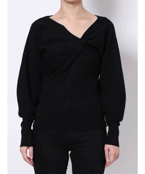 LAGUNAMOON（ラグナムーン）の「アシンメトリークロスニットプルオーバー（ニット/セーター・レディース・アイボリー/ブラック/マスタード・FREE）」の4枚目の写真