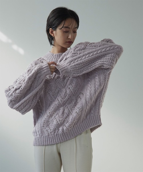 ふわっとタッチ透かし編みニット（ニット/セーター）｜miette