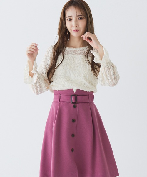 BE RADIANCE（ビーラディエンス）の「起毛レーストップス（シャツ/ブラウス・レディース・ピンク/オフホワイト/サックスブルー・FREE）」の7枚目の写真