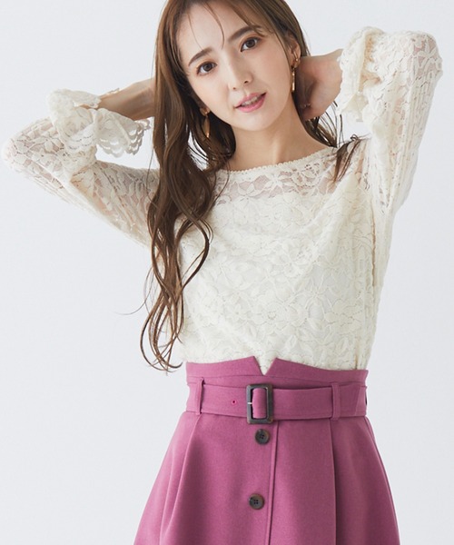 BE RADIANCE（ビーラディエンス）の「起毛レーストップス（シャツ/ブラウス・レディース・ピンク/オフホワイト/サックスブルー・FREE）」の6枚目の写真