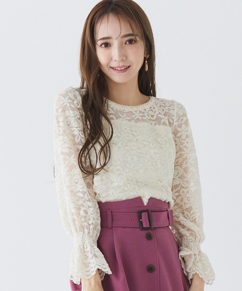 BE RADIANCE（ビーラディエンス）の「起毛レーストップス（シャツ/ブラウス・レディース・ピンク/オフホワイト/サックスブルー・FREE）」の5枚目の写真