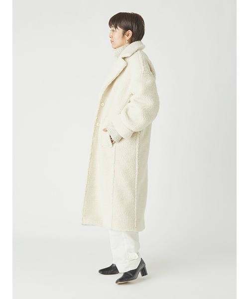 styling/（スタイリング）の「ボアロングコート（チェスターコート・レディース・アイボリー/グレー・0/1）」の4枚目の写真