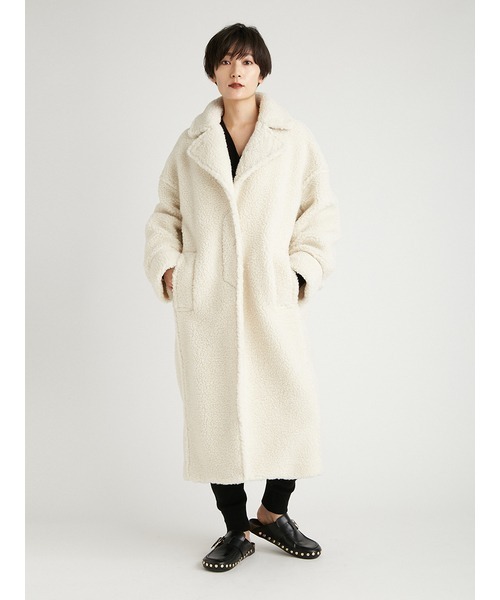 styling/（スタイリング）の「ボアロングコート（チェスターコート・レディース・アイボリー/グレー・0/1）」の6枚目の写真