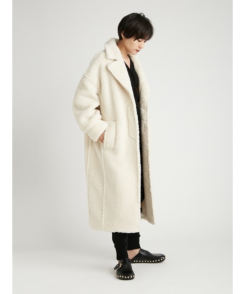 styling/（スタイリング）の「ボアロングコート（チェスターコート・レディース・アイボリー/グレー・0/1）」の3枚目の写真