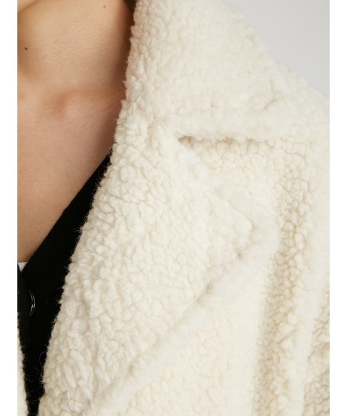 styling/（スタイリング）の「ボアロングコート（チェスターコート・レディース・アイボリー/グレー・0/1）」の5枚目の写真