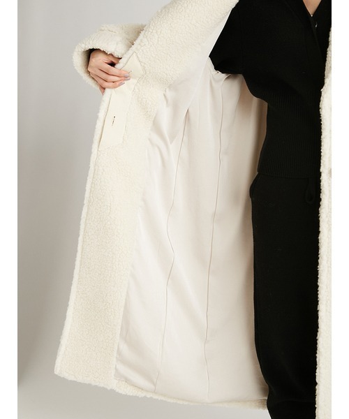 styling/（スタイリング）の「ボアロングコート（チェスターコート・レディース・アイボリー/グレー・0/1）」の7枚目の写真